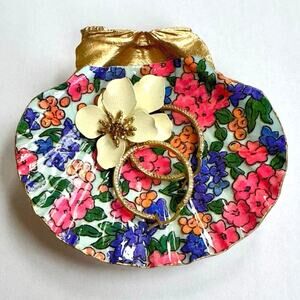 Lilly Pulitzer Pink and Purple Floral Seashell Trinket Dish